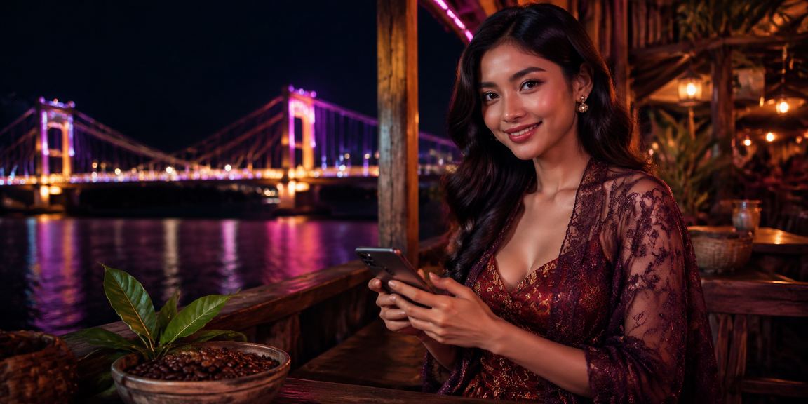 Pengguna mendaftar akun baru sambil menikmati kopi di kafe Vietnam