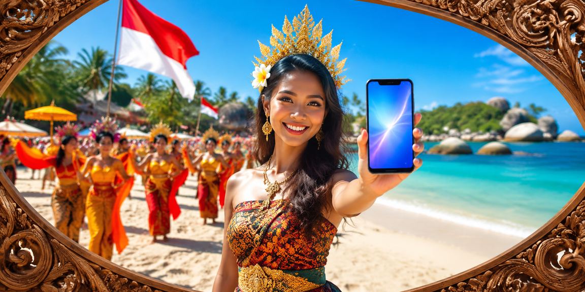 Penggunaan casino mobile di tepi pantai dengan smartphone